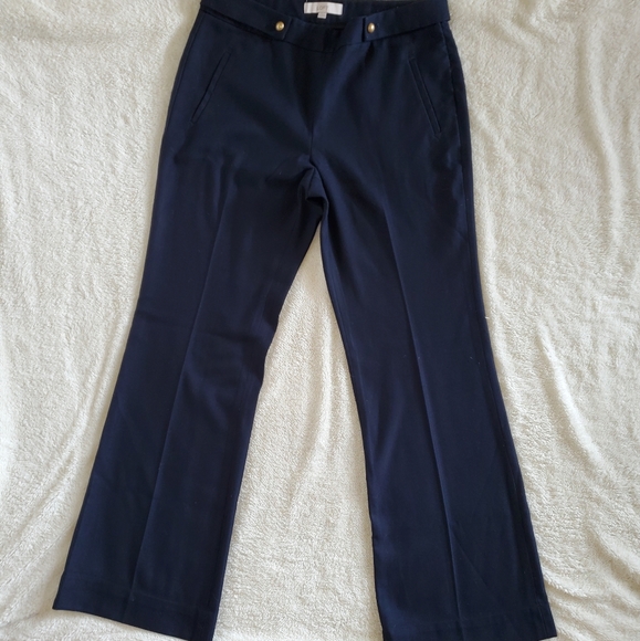 Loft, 10, Navy Blue Dress Pants, Gold Button Detail, Side Zip, Pockets - Picture 4 of 7